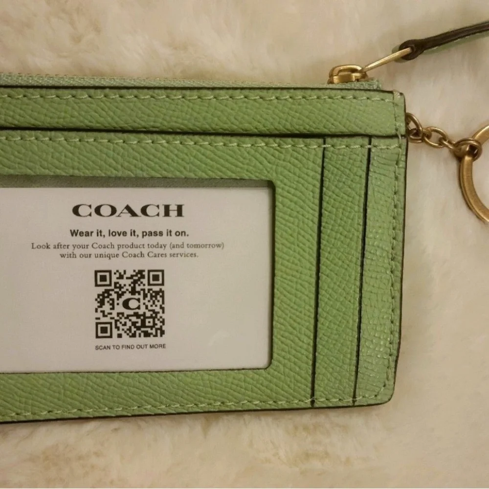 Coach Light Green Mini Skinny Id /keychain/ Card Case